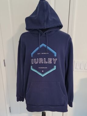 Hurley Navy Hoodie with Teal & Light Blue Graphic